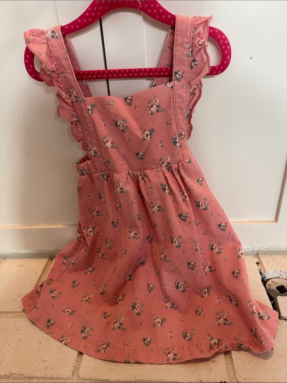 Angel Dear Coral Pink Floral Ruffle Strap Dress